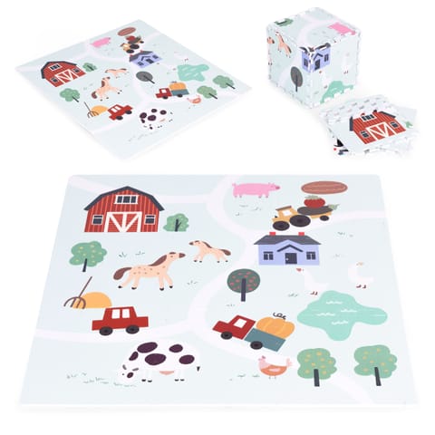 ⁨Duża mata piankowa EVA dla dzieci Farma 90,5x90,5 cm 21 el. ECOTOYS⁩ w sklepie Wasserman.eu