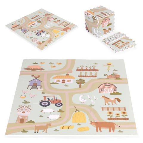 ⁨Duża mata piankowa EVA dla dzieci Farma 90,5x90,5 cm 21 el. ECOTOYS⁩ w sklepie Wasserman.eu