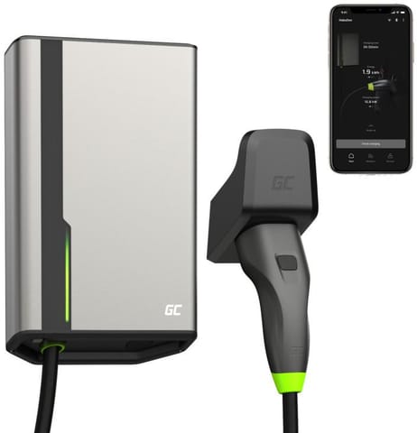 ⁨Green Cell EVGC021A2250 electric vehicle charging station Grey Aluminium Wall 3 Built-in display LED⁩ at Wasserman.eu