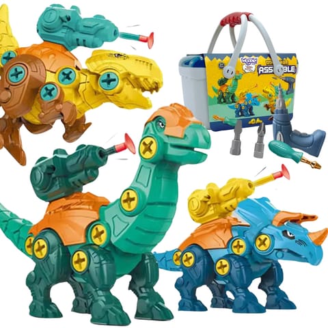 ⁨WOOPIE Zestaw Dinozaury do Skręcania 3 szt. Zestaw Konstrukcyjny w Pudełku + Wiertarka i Śrubokręt⁩ w sklepie Wasserman.eu