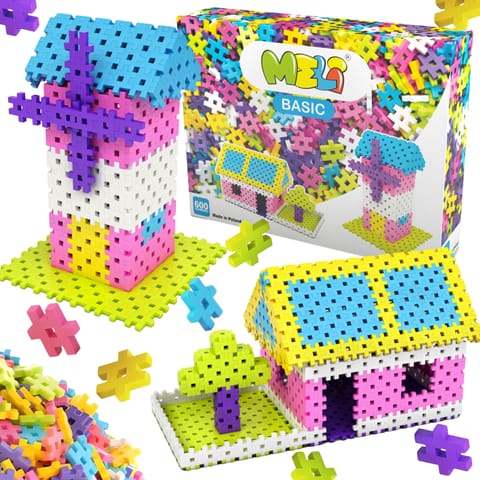 ⁨Zestaw Klocków Konstrukcyjnych Basic Pink 600 Elementów Klocki Meli Puzzle⁩ w sklepie Wasserman.eu