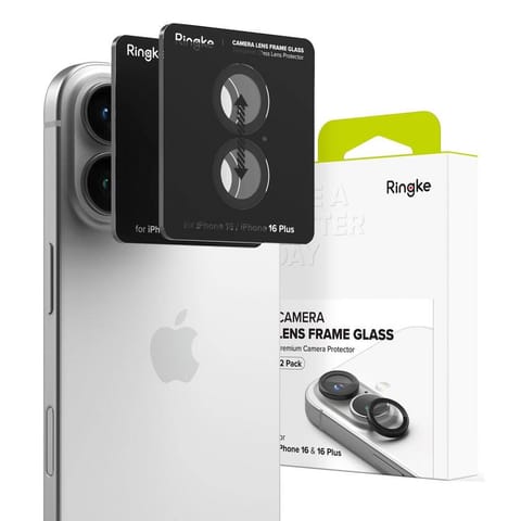 ⁨Osłona Aparatu IPHONE 16 / IPHONE 16 PLUS Ringke Camera Frame Protector 2-pack czarne⁩ w sklepie Wasserman.eu