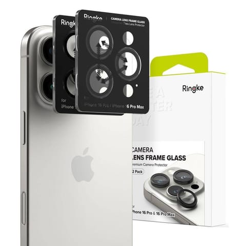 ⁨Osłona Aparatu IPHONE 16 PRO / 16 PRO MAX Ringke Camera Frame Protector 2-pack czarne⁩ w sklepie Wasserman.eu