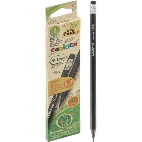 ⁨Ołówki Carioca EcoFamily HB z gumką (6)⁩ w sklepie Wasserman.eu