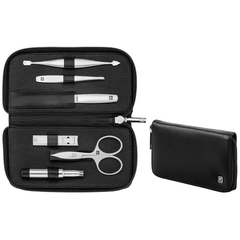 ⁨Zwilling Twinox Travel Set - Black Leather Case, 6 Pieces - Black⁩ at Wasserman.eu