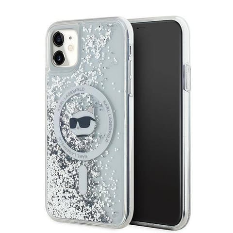 ⁨Oryginalne Etui IPHONE 11 / XR Karl Lagerfeld Hardcase Liquid Glitter Choupette Head MagSafe (KLHMN61LGCHSGH) transparentne⁩ w sklepie Wasserman.eu