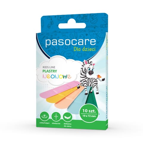 ⁨PASOCARE Kids Line Neonowe Plastry dla dzieci 19 x 72 mm - zestaw 1op.-10szt⁩ w sklepie Wasserman.eu