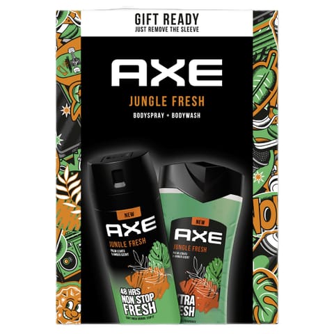 ⁨AXE Zestaw prezentowy męski Dark Jungle  Deo spray 150 ml + żel 250 ml⁩ w sklepie Wasserman.eu