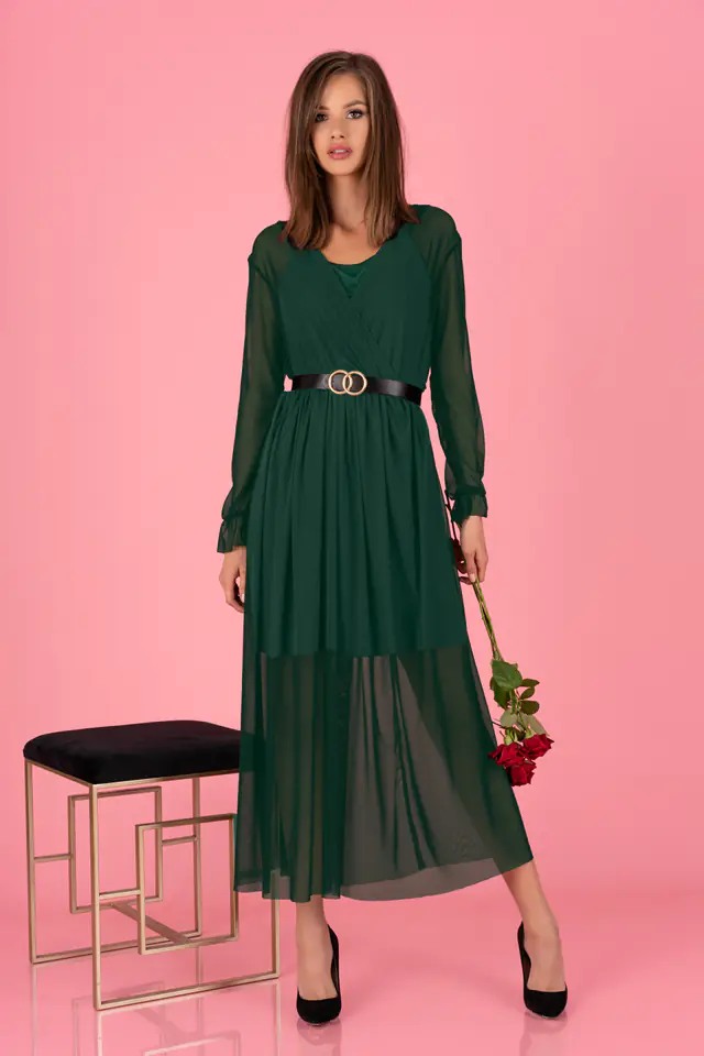 ⁨Mariedam Dark Green dress + GRAETIS belt! (Size L)⁩ at Wasserman.eu