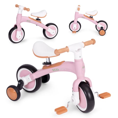 ⁨Rower rowerek biegowy z pedałami - treningowy kółka boczne 3w1 różowy ECOTOYS⁩ w sklepie Wasserman.eu