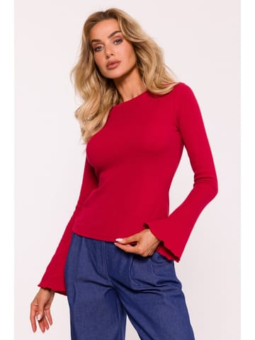 ⁨M806 Bluzka z długimi poszerzonymi rękawami - czerwona (kolor czerwony, rozmiar 2XL/3XL)⁩ w sklepie Wasserman.eu