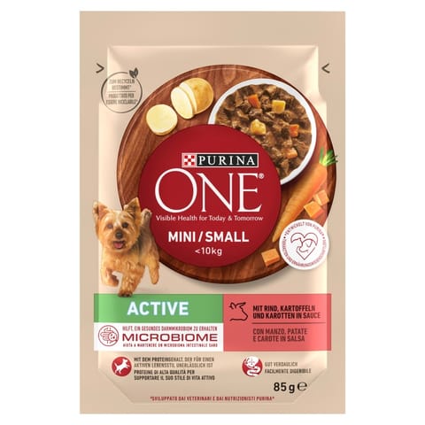 ⁨PURINA One Mini/Small Active Beef  - wet dog food - 85g⁩ at Wasserman.eu