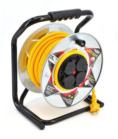 ⁨AW EXTENSION CABLE DRUM METAL 50m 3x1.5mm YELLOW HEAVY DUTY 16A / 3680W / IP44⁩ at Wasserman.eu