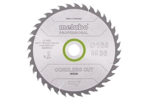 ⁨METABO CIRCULAR SAW BLADE HW/CT 165x20x38Z CORDLESS CUT WOOD PROFESSIONAL⁩ at Wasserman.eu