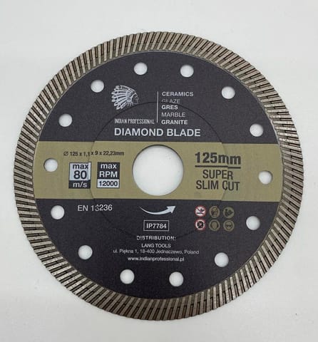 ⁨TARCZA DIAMENTOWA 125mm x 1,1mm x 22,2mm SUPER SLIM CUT  /INDIAN PROFESSIONAL⁩ w sklepie Wasserman.eu