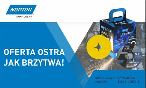 ⁨NORTON ZESTAW TARCZ VULCAN 125mm x 1mm METAL/INOX 100szt. +2xFIBRA 100szt.⁩ w sklepie Wasserman.eu