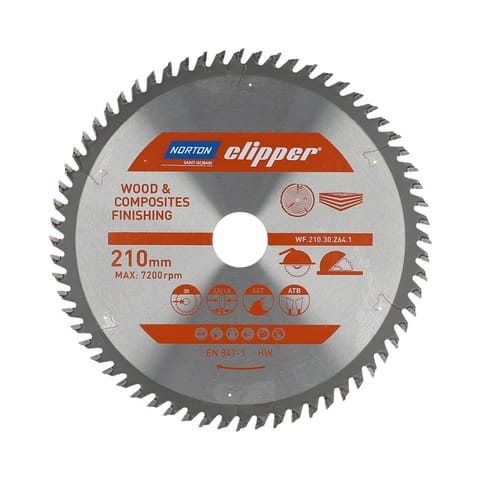 ⁨NORTON CIRCULAR SAW BLADE 210mm x 30mm x 64z WOOD & ATB COMPOSITES (2.8 / 1.8)⁩ at Wasserman.eu