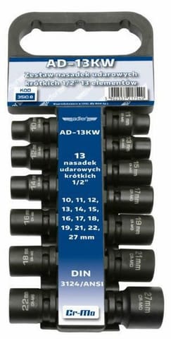 ⁨ADLER IMPACT SOCKETS 13pcs /ADLER 10-27mm /HANGER⁩ at Wasserman.eu