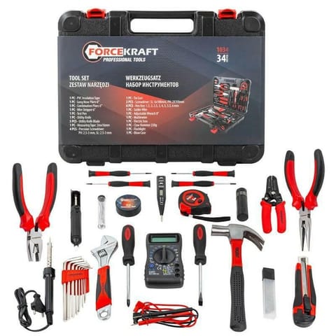 ⁨ELECTRICIAN'S TOOL SET 34 pcs. /FORCEKRAFT⁩ at Wasserman.eu