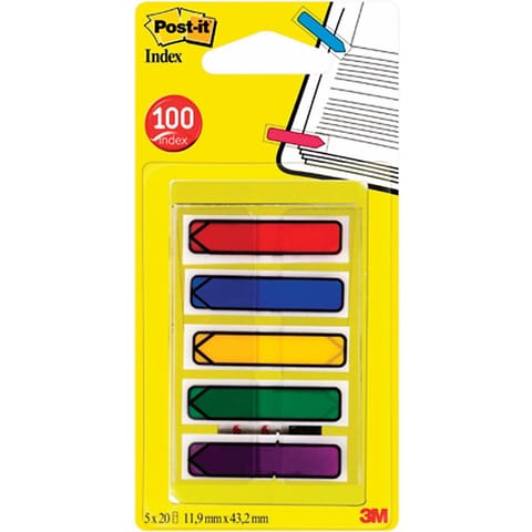 ⁨Zakładki Post-it 11.9x43.2mm strzałka 5 kolorów (5x20)⁩ w sklepie Wasserman.eu