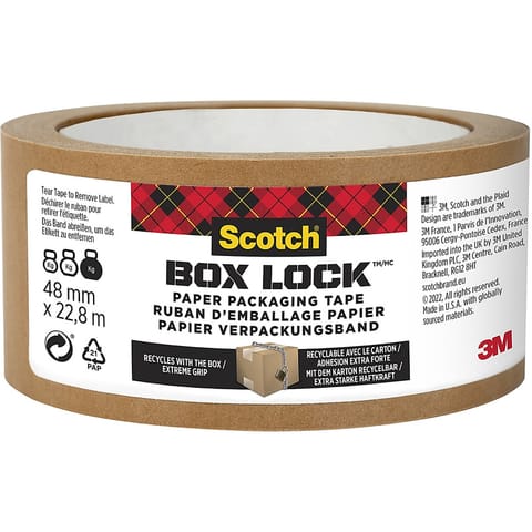 ⁨Taśma pakowa Scotch Box Lock 48mm/22.8m papierowa brązowa⁩ w sklepie Wasserman.eu