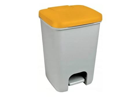 ⁨CURVER WASTE BIN ESSENTIALS 20L /GREY/ YELLOW⁩ at Wasserman.eu