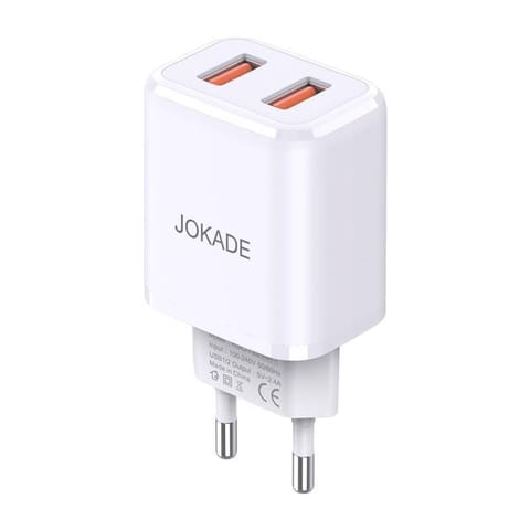 ⁨Ładowarka Sieciowa 5V/3A (2x USB) Jokade Tongshun Dual Port Smart EU Charger (JB025) biała⁩ w sklepie Wasserman.eu