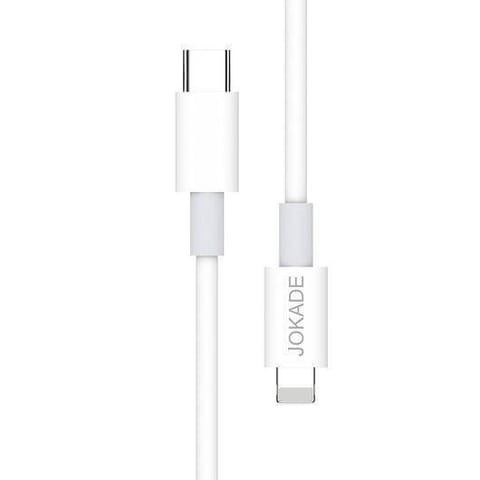 ⁨Kabel 1m PD20W (USB-C - iPhone Lightning) Ładowanie i Transfer Danych Jokade Qingya (JA016) biały⁩ w sklepie Wasserman.eu