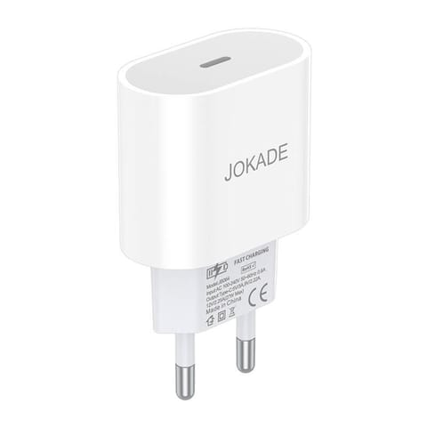 ⁨Ładowarka Sieciowa PD27W (1x USB-C) Jokade Baiyu Single Port EU Charger (JB064) biała⁩ w sklepie Wasserman.eu