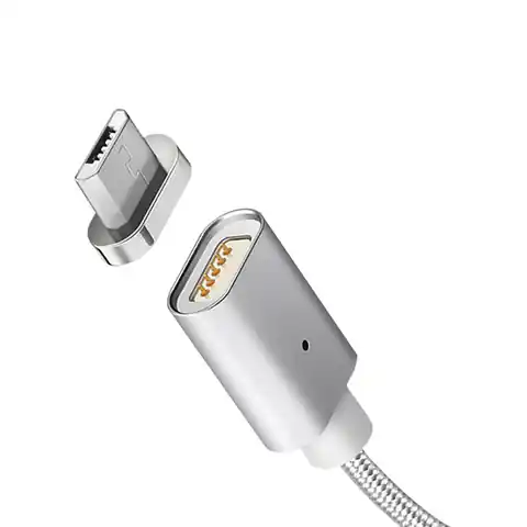 ⁨Kabel micro USB magnetyczny silver Maclean Energy MCE160 - Quick & Fast Charge⁩ w sklepie Wasserman.eu