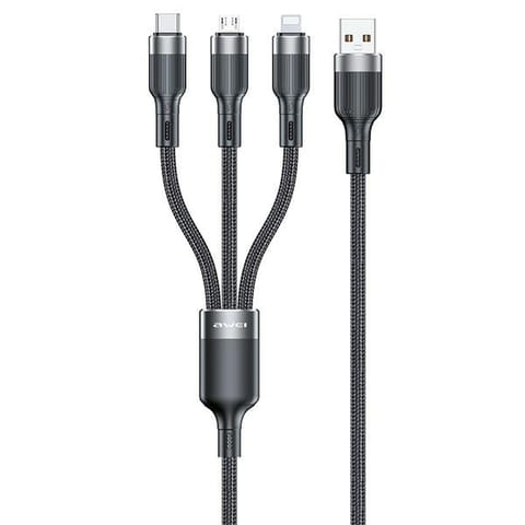 AWEI kabel CL-975 usb-c/lightning/micro 3w1 czarny/black w sklepie Wasserman.eu
