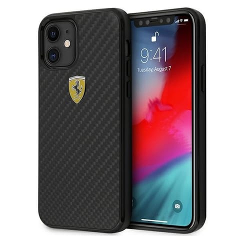 ⁨Ferrari FERCAHCP12SBK iPhone 12 mini 5.4" black/black hardcase On Track Real Carbon⁩ at Wasserman.eu