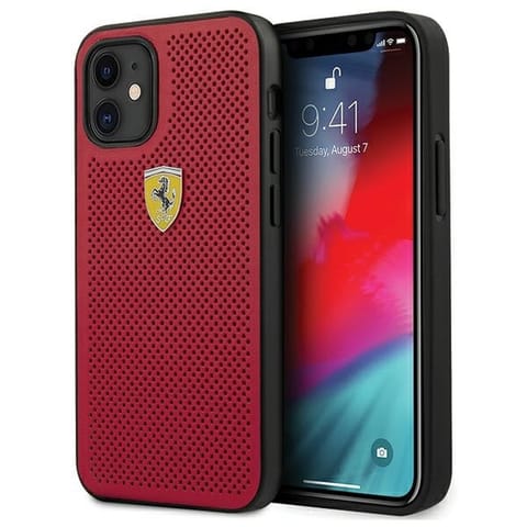 ⁨Ferrari FESPEHCP12SRE iPhone 12 mini 5.4" red/red hardcase On Track Perforated⁩ at Wasserman.eu