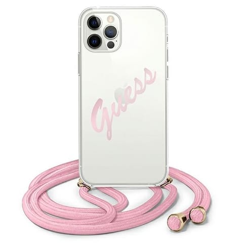 ⁨Guess GUHCP12LCRTVSPI iPhone 12 Pro Max 6,7" pink/pink hardcase Script Vintage⁩ at Wasserman.eu