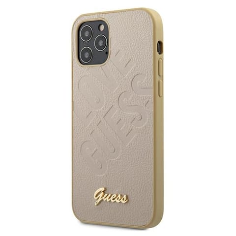 ⁨Guess GUHCP12SPUILGLG iPhone 12 mini 5,4" złoty/gold hardcase Iridescent Love Script Gold Logo⁩ w sklepie Wasserman.eu