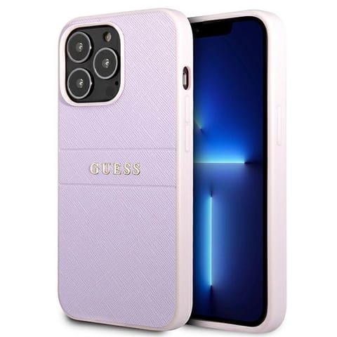 ⁨Guess GUHCP13XPSASBPU iPhone 13 Pro Max 6.7" purple/purple hardcase Saffiano Stripe⁩ at Wasserman.eu