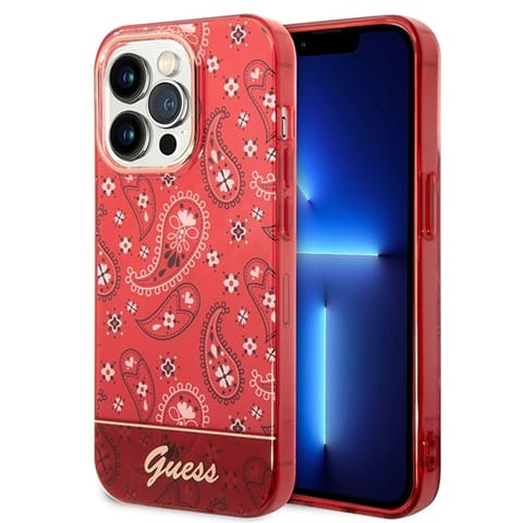 ⁨Guess GUHCP14LHGBNHR iPhone 14 Pro 6,1"  czerwony/red hardcase Bandana Paisley⁩ w sklepie Wasserman.eu