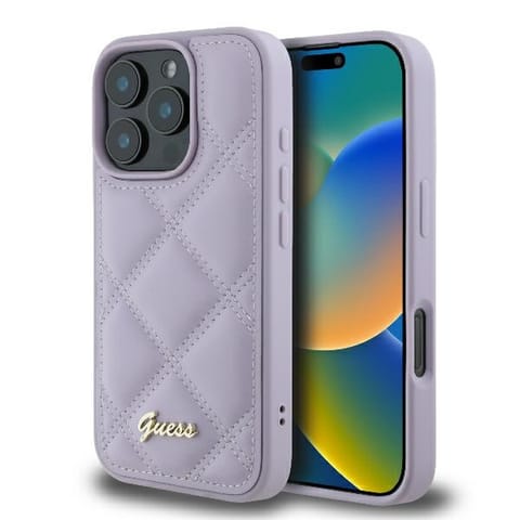 ⁨Guess GUHCP16XPSQSQSU iPhone 16 Pro Max 6.9" jasnofioletowy/light purple hardcase Quilted Metal Logo⁩ w sklepie Wasserman.eu