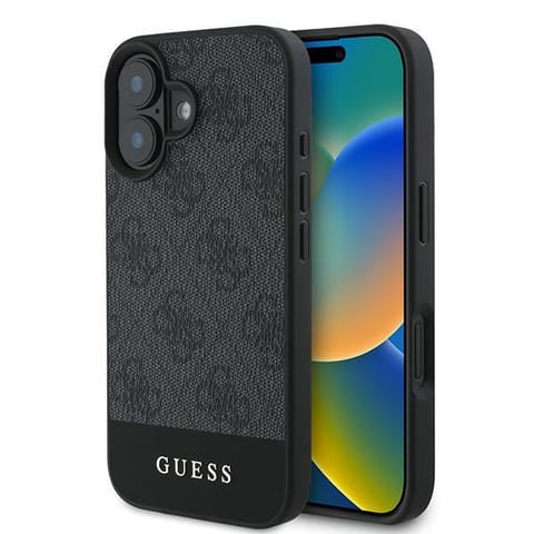 ⁨Guess GUHCP16SG4GLGR iPhone 16 6.1"szary/grey hardcase 4G Bottom Stripe⁩ w sklepie Wasserman.eu