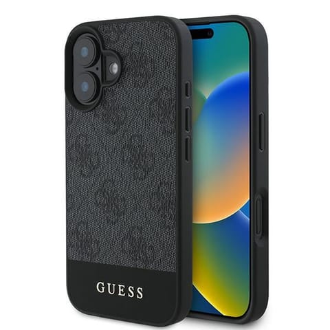 ⁨Guess GUHCP16MG4GLGR iPhone 16 Plus 6.7"  szary/grey hardcase 4G Bottom Stripe⁩ w sklepie Wasserman.eu