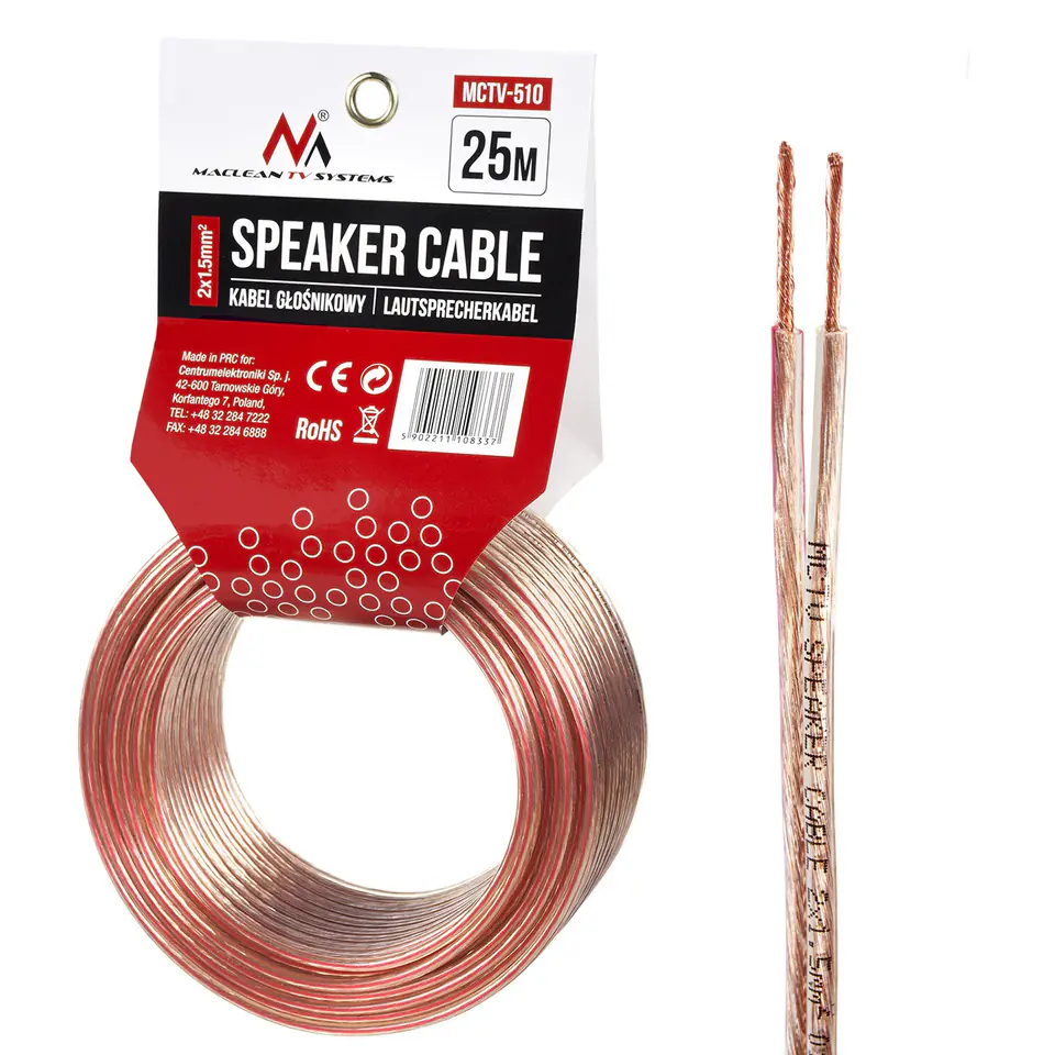 ⁨Speaker cable 25m MCTV-510 2x1.5mm2⁩ at Wasserman.eu