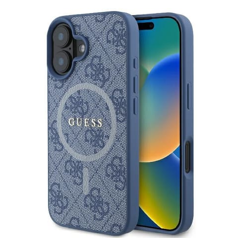 ⁨Guess GUHMP16SG4GFRB iPhone 16 6.1" niebieski/blue hardcase 4G Ring Classic Logo MagSafe⁩ w sklepie Wasserman.eu