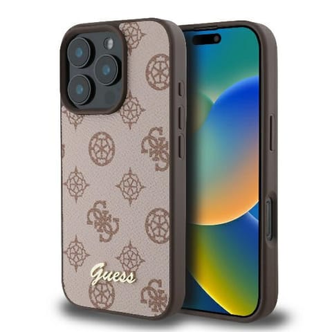 ⁨Guess GUHMP16XPGPYSW iPhone 16 Pro Max 6.9" brązowy/brown hardcase Peony Script MagSafe⁩ w sklepie Wasserman.eu