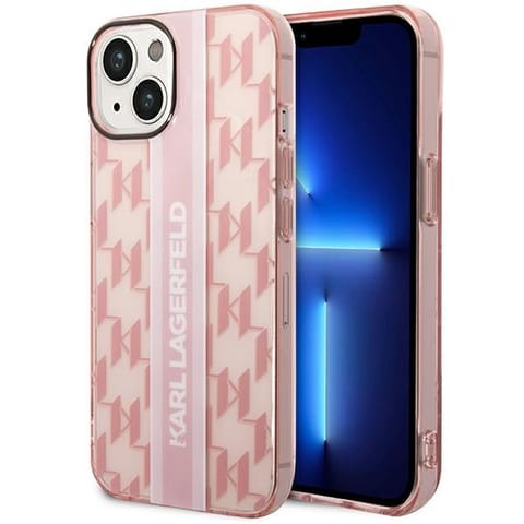 ⁨Karl Lagerfeld KLHCP14SHKLSPCP iPhone 14  / 15 / 13 6,1" hardcase różowy/pink Mono Vertical Stripe⁩ w sklepie Wasserman.eu