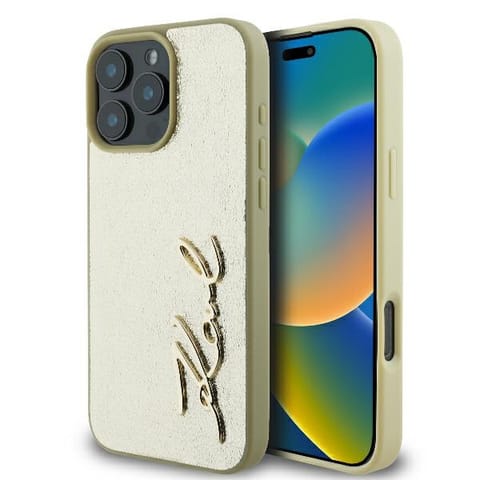 ⁨Karl Lagerfeld KLHCP16LPFMFBKMD iPhone 16 Pro 6.3" złoty/gold hardcase Metal Signature⁩ w sklepie Wasserman.eu