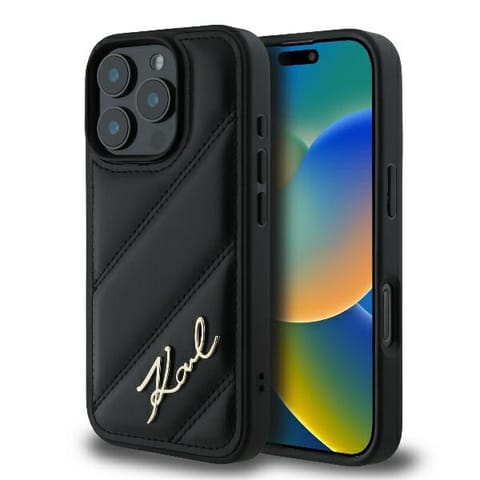 ⁨Karl Lagerfeld KLHCP16LPQDSMGK iPhone16 Pro 6.3" czarny/black hardcase Quilted Signature⁩ w sklepie Wasserman.eu