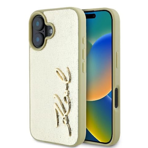 ⁨Karl Lagerfeld KLHCP16SPFMFBKMD iPhone 16 6.1" złoty/gold hardcase Metal Signature⁩ w sklepie Wasserman.eu