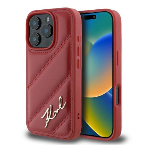 ⁨Karl Lagerfeld KLHCP16XPQDSMGR iPhone 16 Pro Max 6.9" czerwony/red hardcase Quilted Signature⁩ w sklepie Wasserman.eu