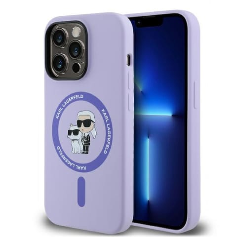 ⁨Karl Lagerfeld KLHMP14XSCMKCRHU iPhone 14 Pro Max 6.7" purpurowy/purple hardcase Silicone Karl&Choupette Heads Ring MagSafe⁩ w sklepie Wasserman.eu