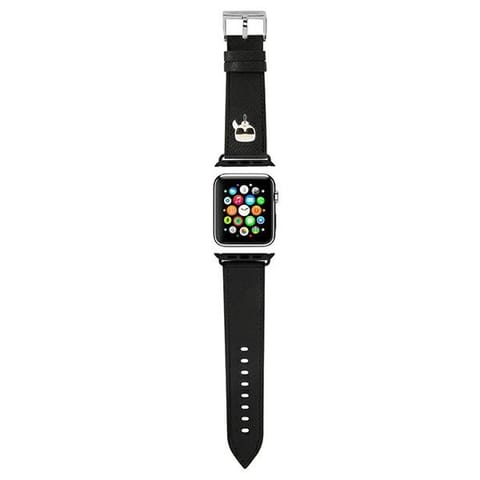 ⁨Karl Lagerfeld Pasek KLAWMOKHK AppleWatch 38/40/41mm czarny/black strap Saffiano Karl Heads⁩ w sklepie Wasserman.eu